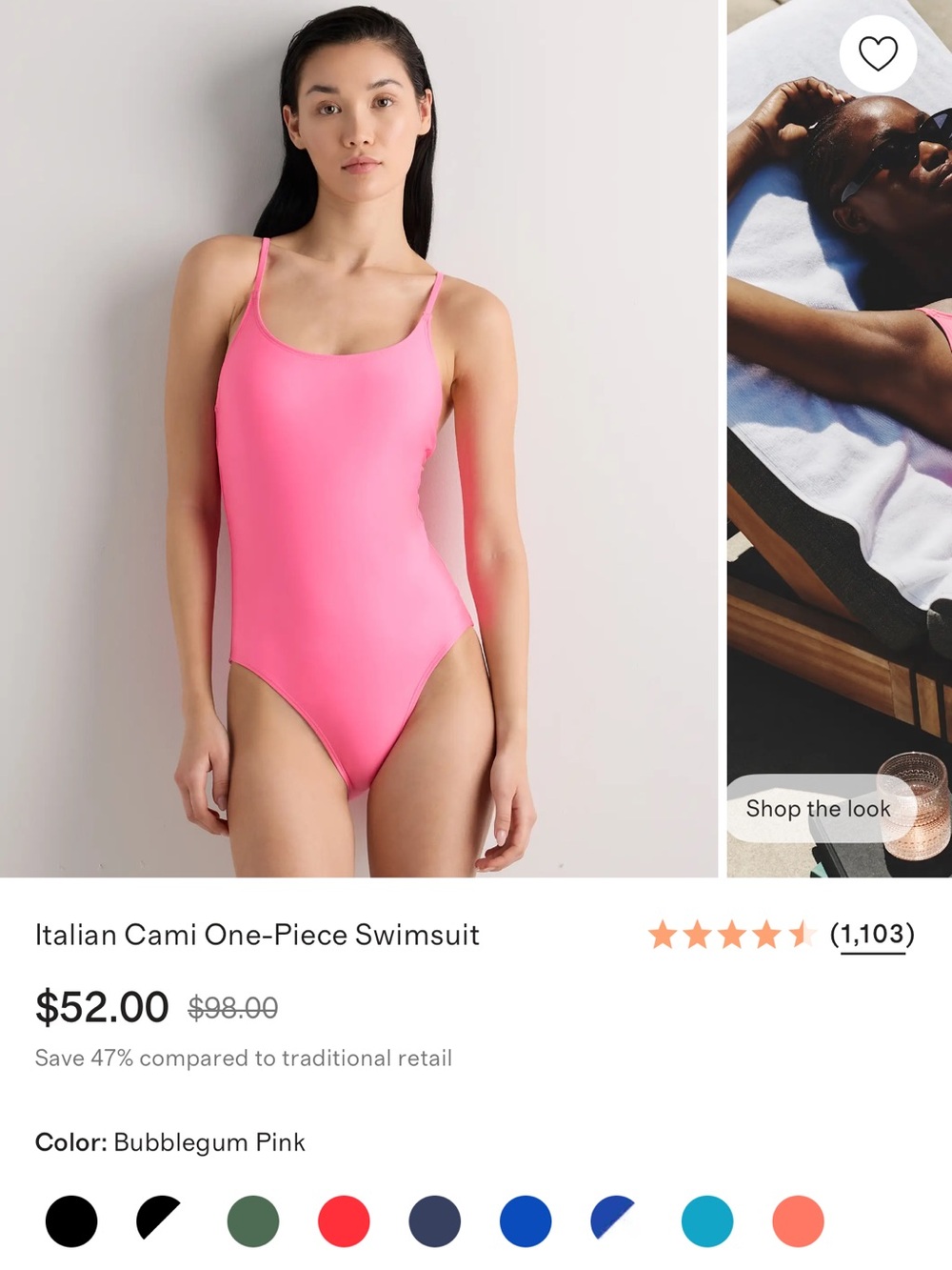 Quince Bubblegum Pink Italian Cami One-Piece Swimsuit